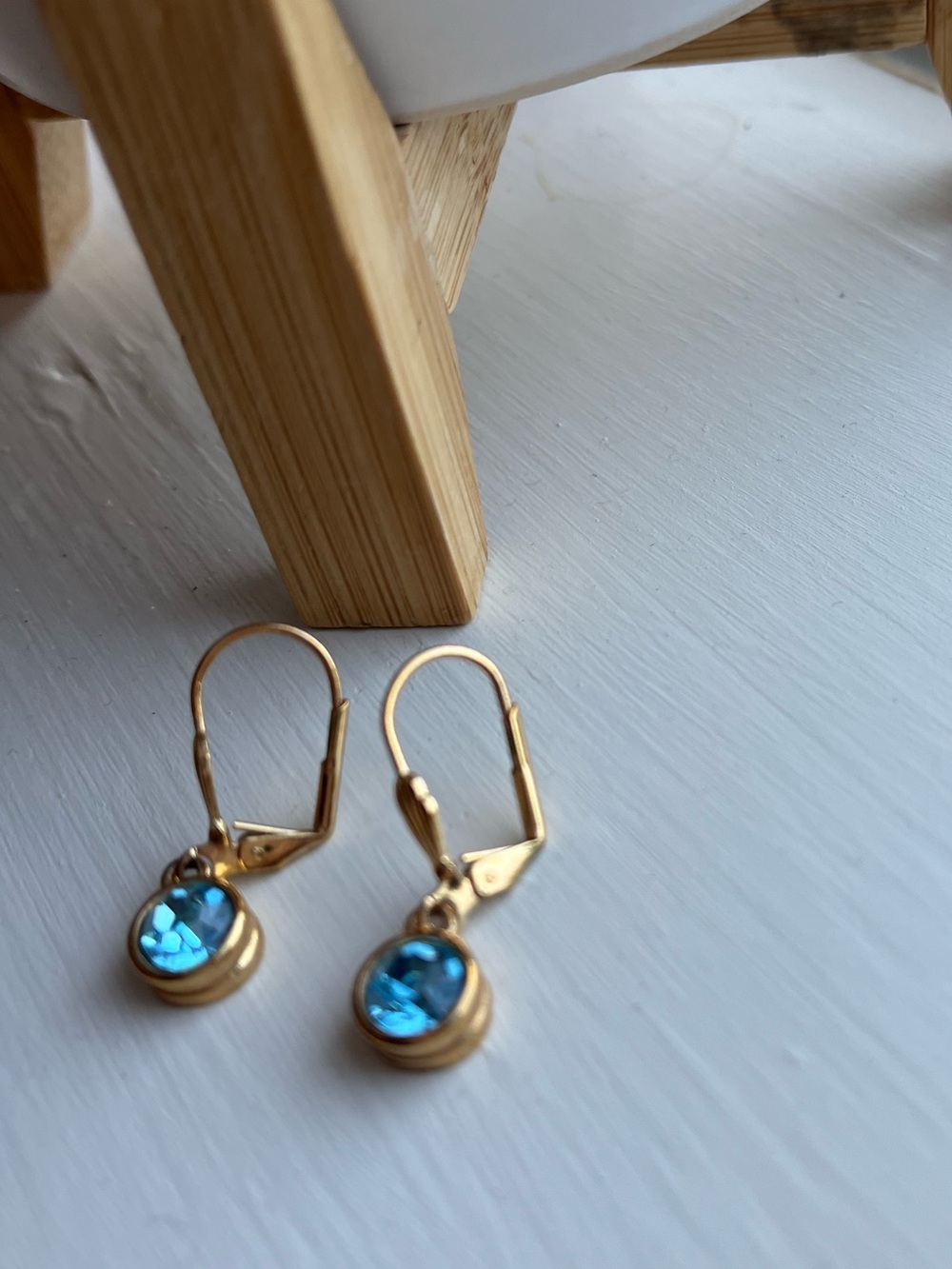 Elegant Gold and Blue Drop Earrings
